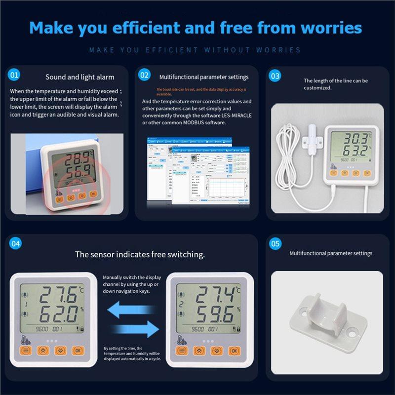 A03F-For Temperature And Humidity Transmitter Built-In Probe For RS485 Data Acquisition Waterproof Digital Display Sensors