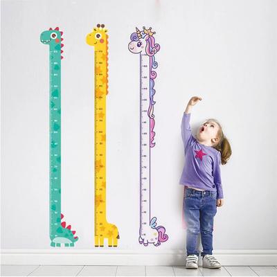 Autocolant Drăguț cu Animale pentru Măsurarea Înălțimii Copiilor, Eco - PVC Detașabil, Decal de Perete Cartoon cu Dinozaur/Girafe, Riglă pentru Creșterea Bebelușilor