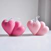 3D Double Silicone Heart Candle Mold Love Soap Resin Gyp Making Set Ice Chocolate Cake Baking Tool Home Decor Mould Couple Gifts