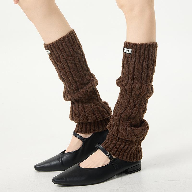College style stack knitted socks cover deer plush texture cloth label eight-character twist leg cover calf socks