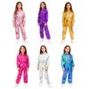 Unisex dětský lesklý metalický bomber Stahovací cargo kalhoty Hip Hop Jazz Dance Kostým Set