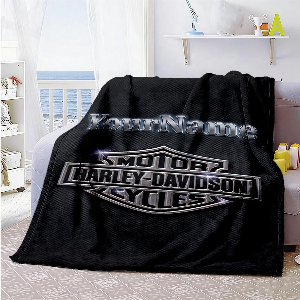 Harley-davidson Motorcycles Personalized Text Blanket Multi-purpose Personalized Blanket Ultra-Soft Throw For Office Bedding Chair Sofa