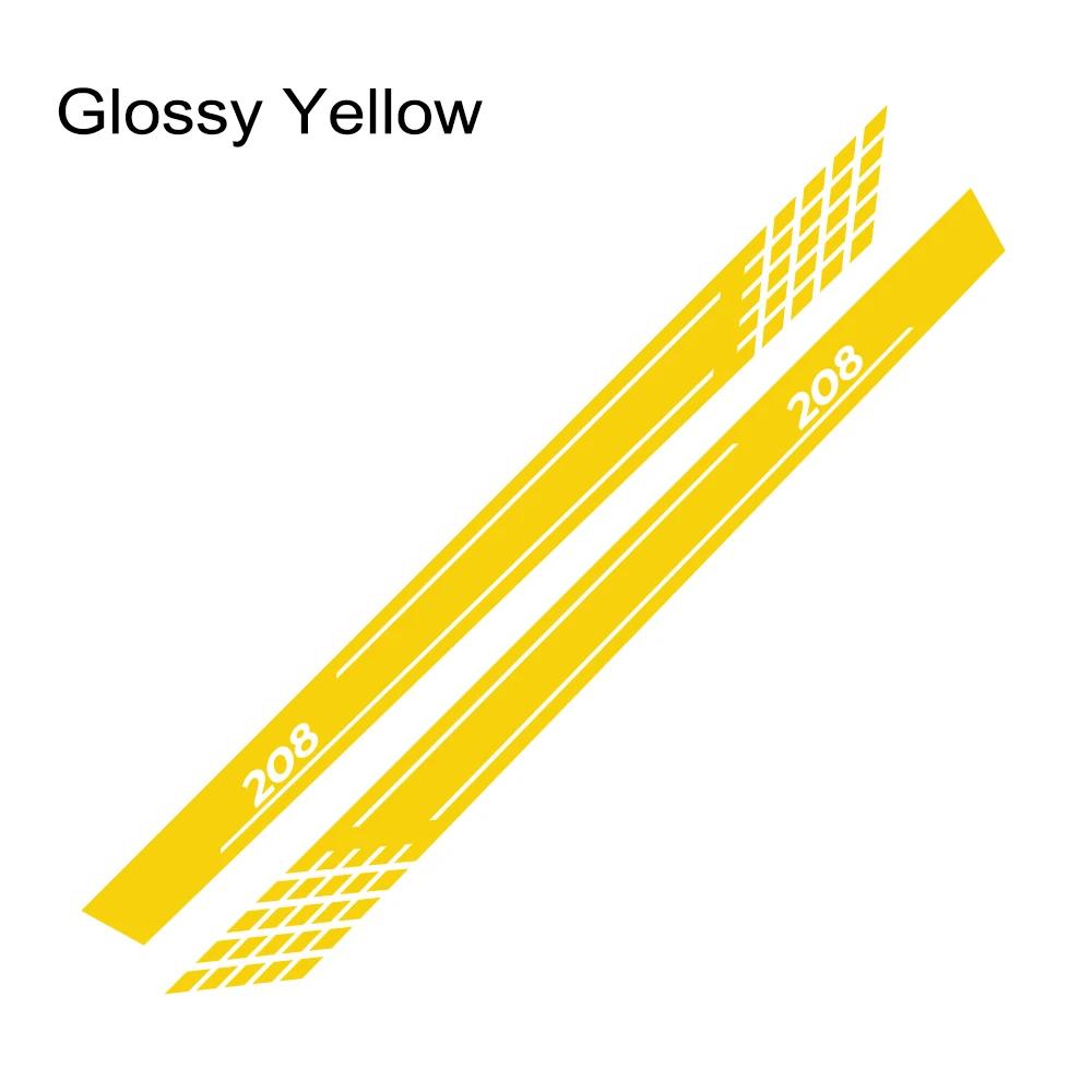2PCS Car Door Side Skirt Stripes Stickers For Peugeot 208 Gt Tuning Auto Accessories Line Graphics Vinyl PVC Decals