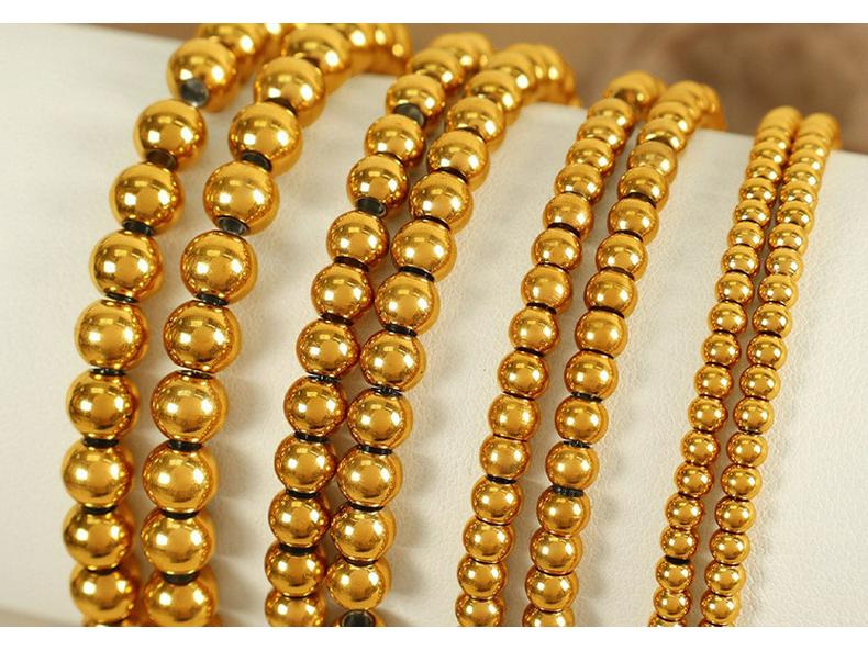 Elegant Gold Beaded Stainless Steel Bracelet for Women - High-End Minimalist Design