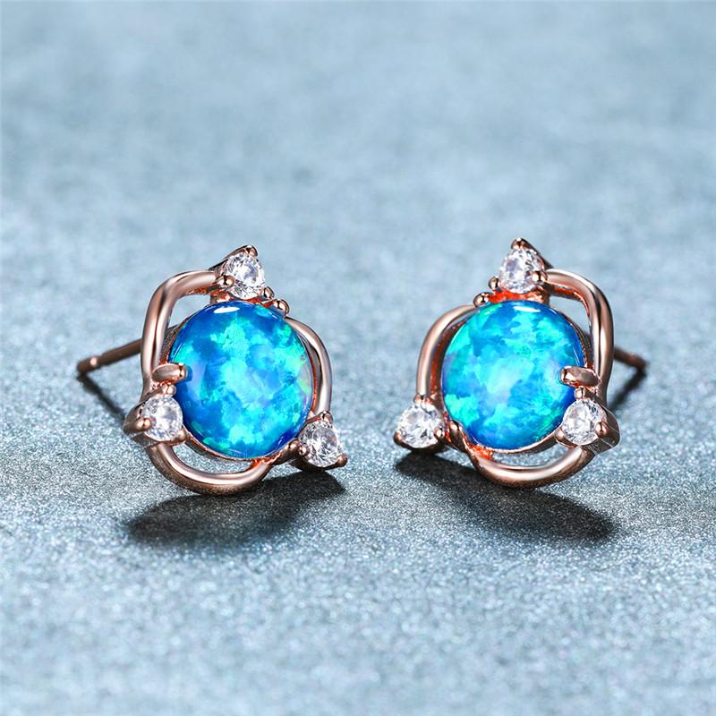 Orecchini a lobo bianchi con opale, piccoli orecchini rotondi in zirconia cubica per donna, orecchini a lobo delicati, gioielli per occasioni nuziali, da sposa, da sposa, orecchini carini