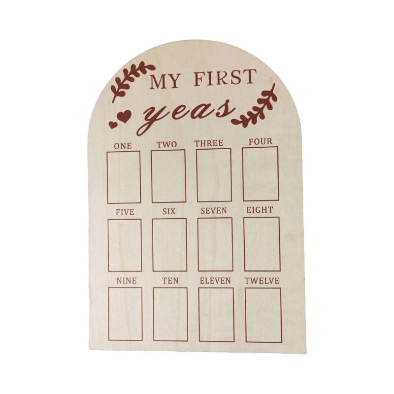 

First Year Picture Frame Photo Display Wood Board for Newborn Baby Birthday Nursery Decorations Baby Keepsake Gift