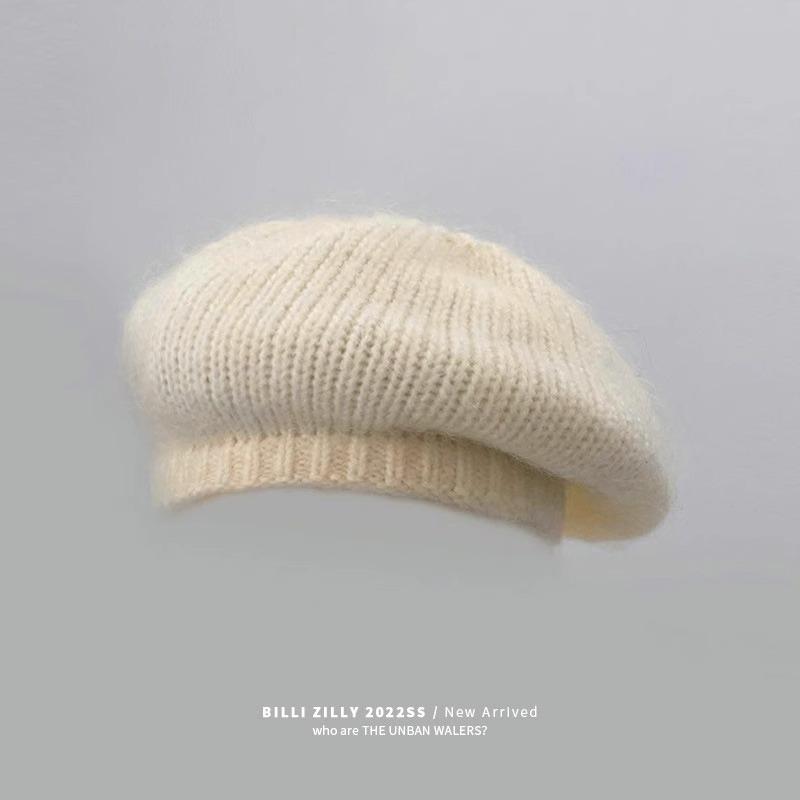 

Шерстяной вязаный берет женский осенне-зимний большой окружности головы шерстяная шляпа с высоким чувством восьмиугольный художник теплый шерстяной One Size (55-59cm)