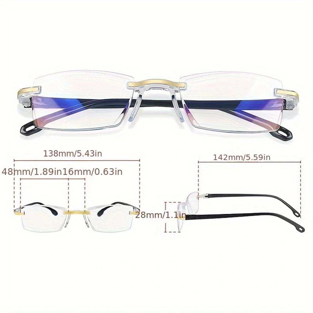 3PCS Fashion Lightweight Reading Glasses Presbyopia Glasses Blue Light Blocking Glasses Rimless High-Definition Reading Glasses