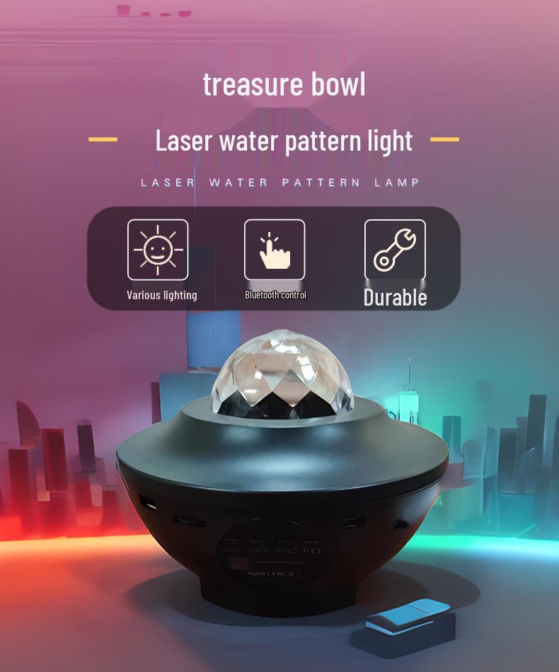 Aurora Starry Sky Bluetooth Projector: Laser, Water Wave & Music Night Light