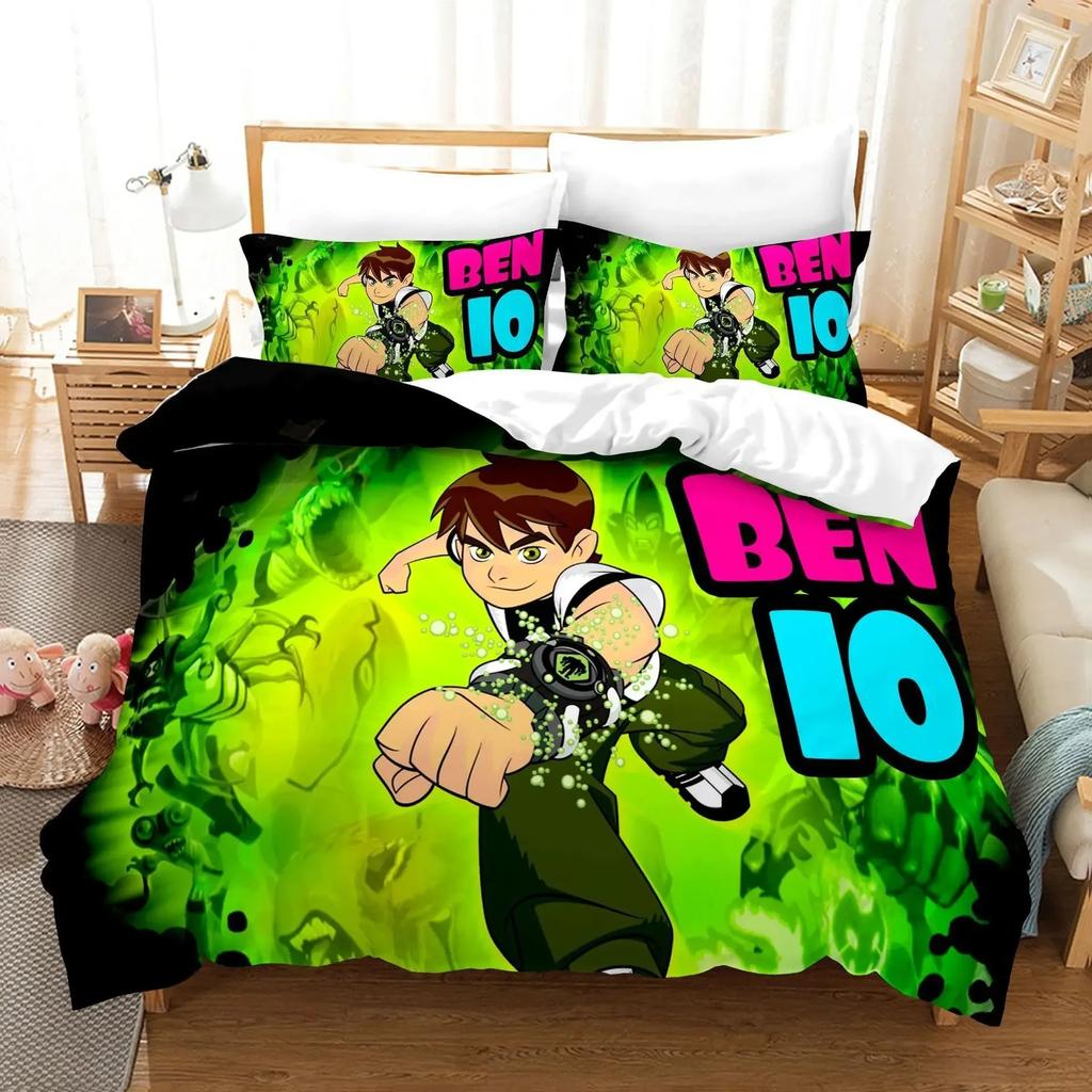 3D tegneserie Ben10 Dynetrekk med Putetrekk Sengesett Enkelt Dobbeltrom Twin Full Queen King Size Sengesett for hjemmetekstiler