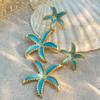 Accessories, Blue Oil-dripping Flower Fringed Earrings, Niche Personalized Design Sense, Five-leaf Flower Stud Earrings for Women