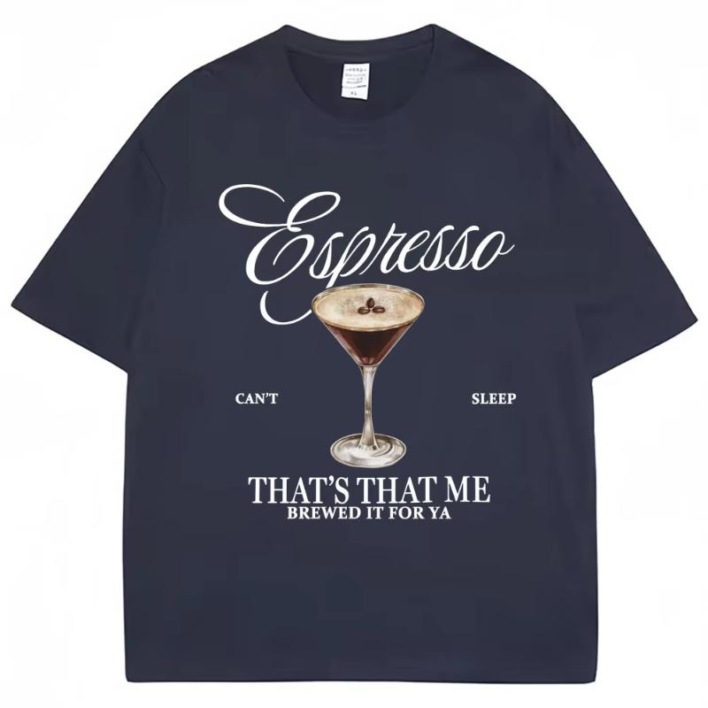 Fashion Sabrina Carpenter Espresso Martini Print T Shirt Aesthetic Unisex Women Tshirts Loose Casual Soft Cotton Tops Streetwear