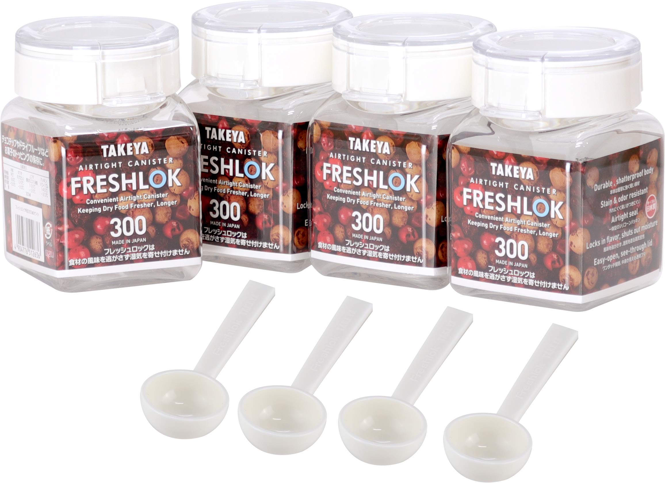 

Набор контейнеров для хранения Takeya Freshlock белого цвета с для картофеля и закусок [Официальный] Контейнеры, 4, Квадратные, 300 мл, Ложка, Герметичные, Безопасные для холодильника, Протеин,