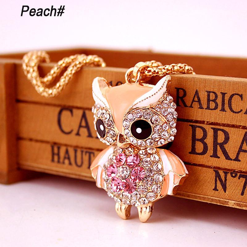 Luxurious Crystal Pendant Long Necklace Featuring Vintage Punk Style Rhinestone Owl
