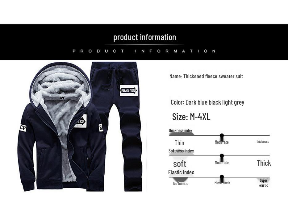 Men's Fleece-Lined Sports Set: Jacket & Long Pants, Plus Size M-8XL, Autumn/Winter.