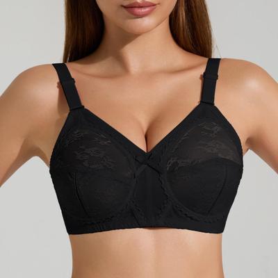Women's Cross-Border Lace Full-Cup Push-Up Bra - Wire-Free, Large Bust Minimizer, Breathable, Sexy, Thin Style