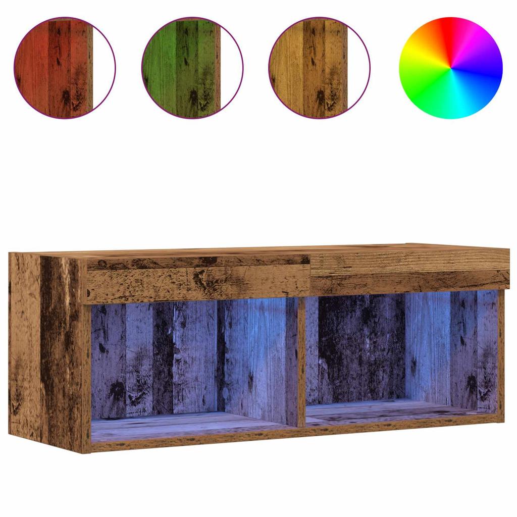 LED TV Cabinet Set in Rustic Wood Look 80 x 30 x 30 cm Engineered Wood