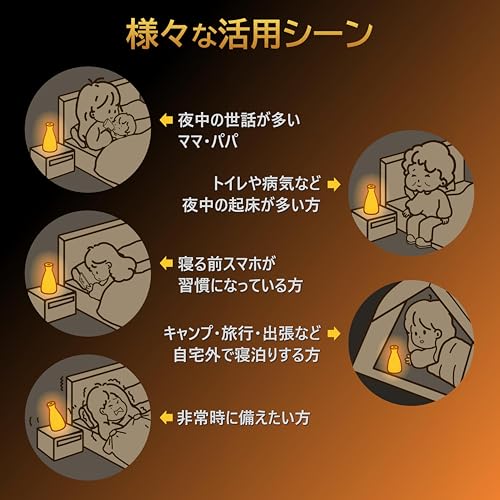 Kenbi Seikatsu Table Lamp [Protect Your Sleep and Life] Motion Sensor, Eye-Friendly, Candle-Color Flickering, USB-Powered, Automatically Turns On Duri