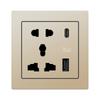 5-hole Universal Socket with USB + Type-c Charging Ports and Switch 86-type Glass Panel Embedded Wall Socket