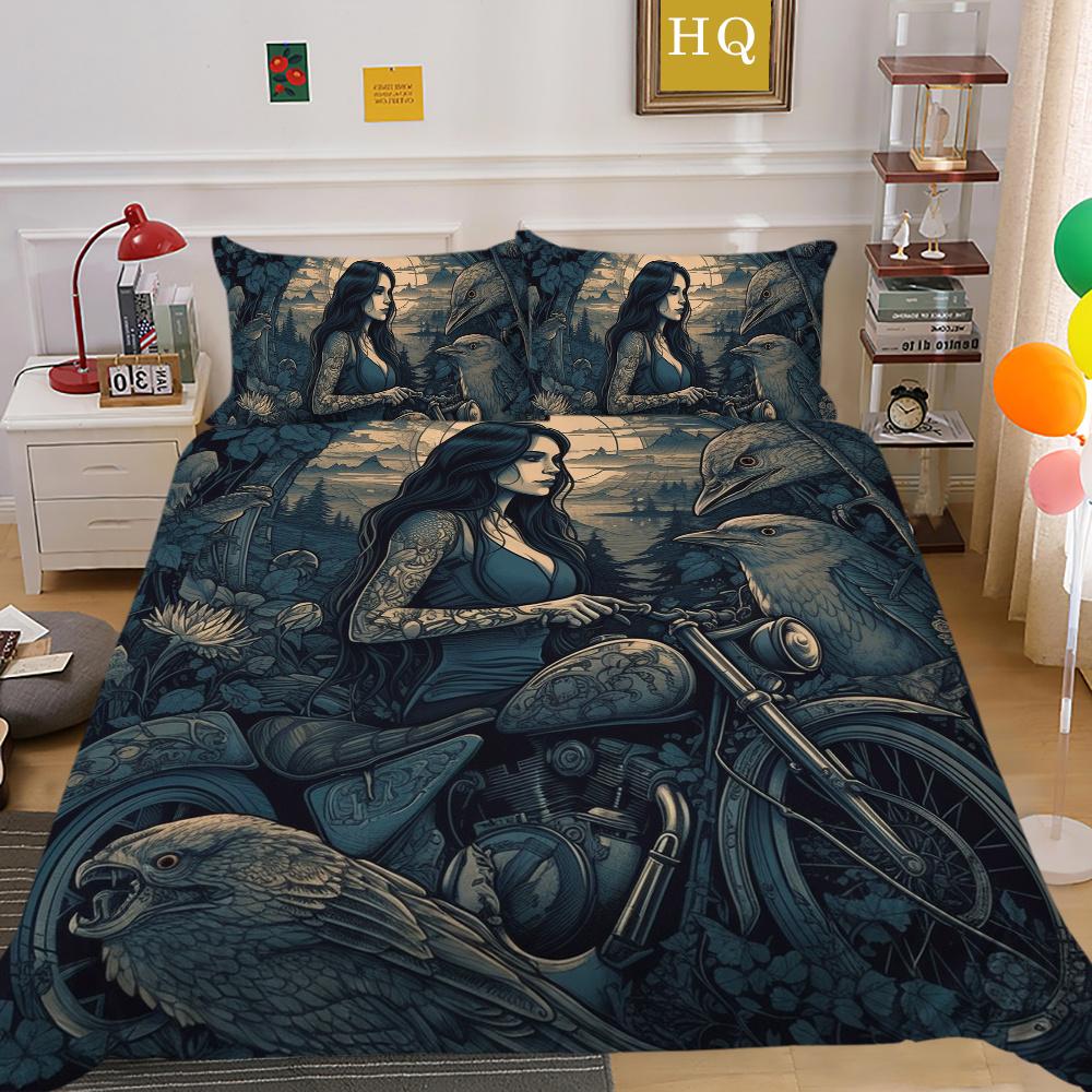 Bedruckter Bettbezug „Beauty Skull“ für Doppelbett, Mikrofaser, für Teenager, coole Mode, hochwertige Heimtextilien