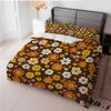 3Pcs Retro Floral Duvet Cover Set,Brown Orange Flower Print Polyester Bedding With Pillowcases,Machine Washable All Season