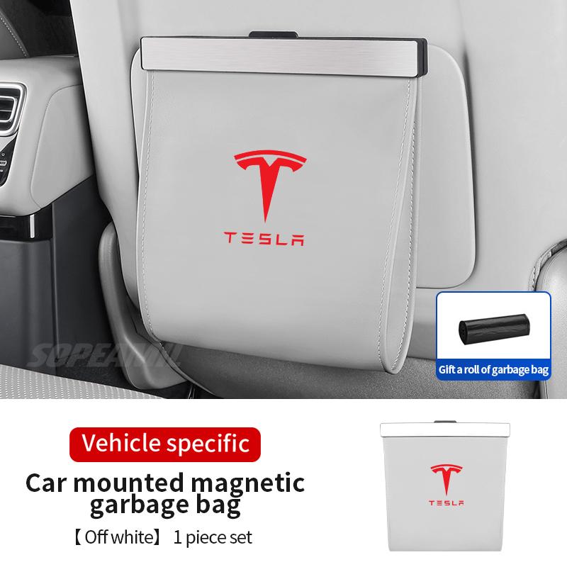 DTDIB1 For Tesla Model 3 Model Y Model S Model X Car Seat Back Hanging Garbage Bag Led Lamp Backrest Magnetic Storage Bag Trash Can