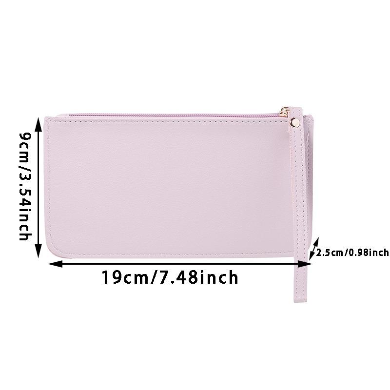 Women Vintage Long Wallet PU Leather Zipper Wallet Soild Color Large Capacity Card Holder Bag