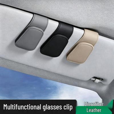 Multi-functional Car Leather Sunglasses Visor Clip