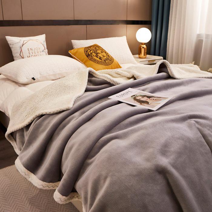Taffeta Composite Lamb and Milk Fleece Blanket - Multifunctional Gift for Napping and More