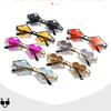 Metal Frames Heart Rimless Sunglasses Women Men Steampunk Luxury Brand Sun Glasses Female Gradient Hip Hop Eyewear UV400 Shades