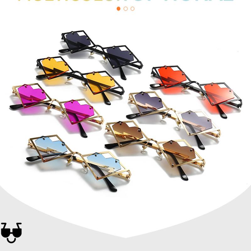 Metal Frames Heart Rimless Sunglasses Women Men Steampunk Luxury Brand Sun Glasses Female Gradient Hip Hop Eyewear UV400 Shades