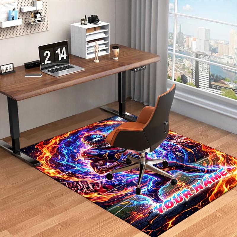 1PC Custom Name Electric Football Player Theme Floor Mat Ideal for Living Room, Game Rooms, Office, Bedroom,Floor Mat Playful Design250