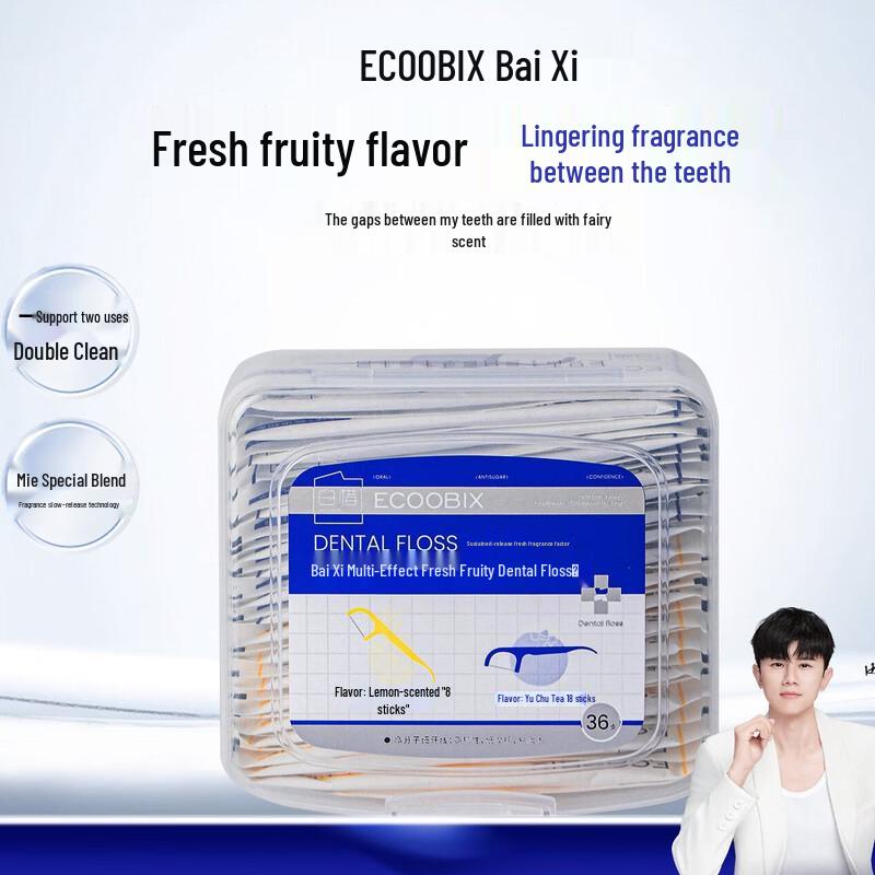 Baixi Fresh Fruit Flavor Multi-Effect Dental Floss, 36 Count