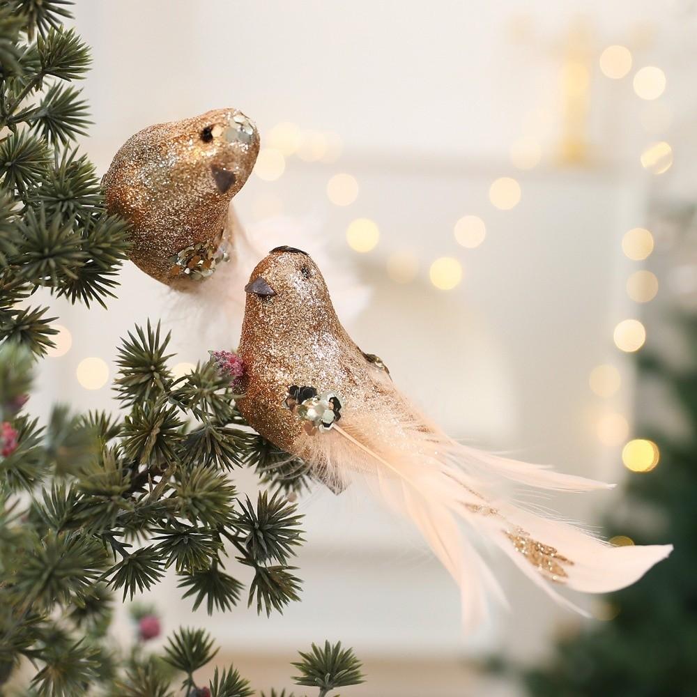 Realistic Christmas Tree Pendants White Doves Artificial Foam Birds  Party Decoration