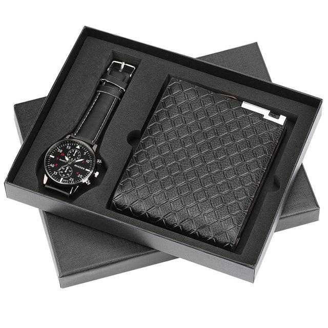 Men's Gift Set: Versatile Quartz Watch & Business Wallet with Various Styles