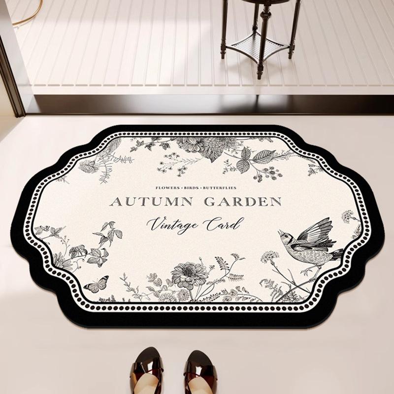 New Chinese-style Bathroom Door Absorbent Floor Mat Anti-slip Foot Mat Special-shaped Diatom Mud Bathroom High-end Mat