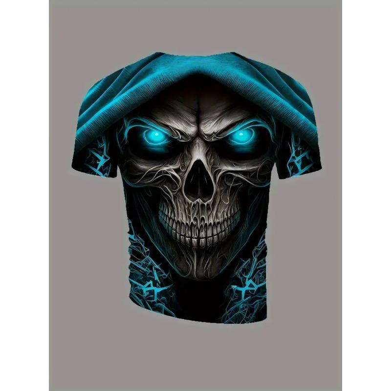 T-shirt Imprimé Crâne Vintage Été Homme Imprimé Diable Manches Courtes Mode Col O Street T-shirts Homme