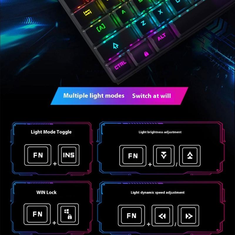 Thin Wireds Mechanical Keyboards RGBs LED Backlighting and ABS Keycaps Blue Switches for Gaming