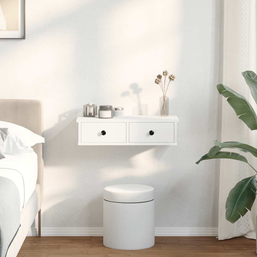 Minimalistischer Nachttisch mit Schubladen, wandmontiertes Schubladen-Aufbewahrungsregal, schwebendes Aufbewahrungs- und Dekorregal, 60x25x15 cm