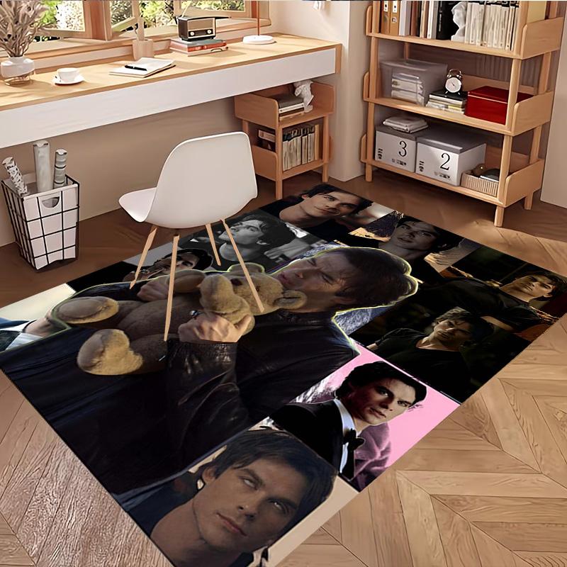 Damon Salvatore Print Rug, Washable Floor Carpet, For Entryway Dorm Laundry Room Office Study, Home Decor Birthday Christmas Gift