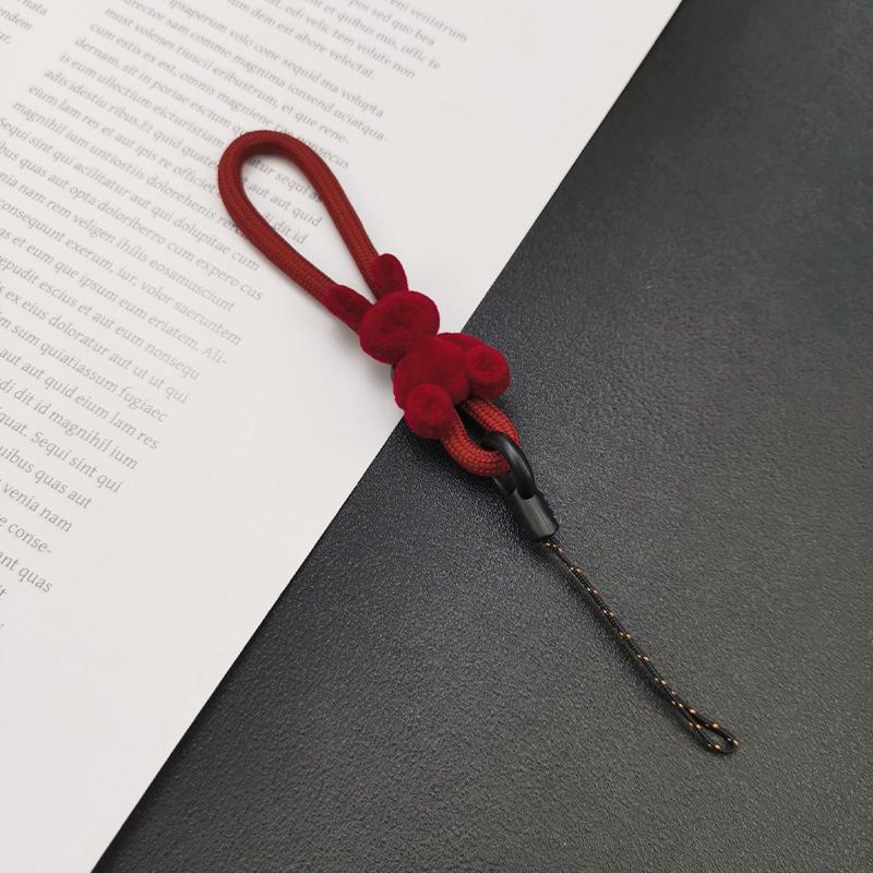 

Mobile Phone Lanyard Wrist Short Fluffy Rabbit Woven Belt Pendant Ring Short Simple Pendant Universal Chain Finger Clasp Sling