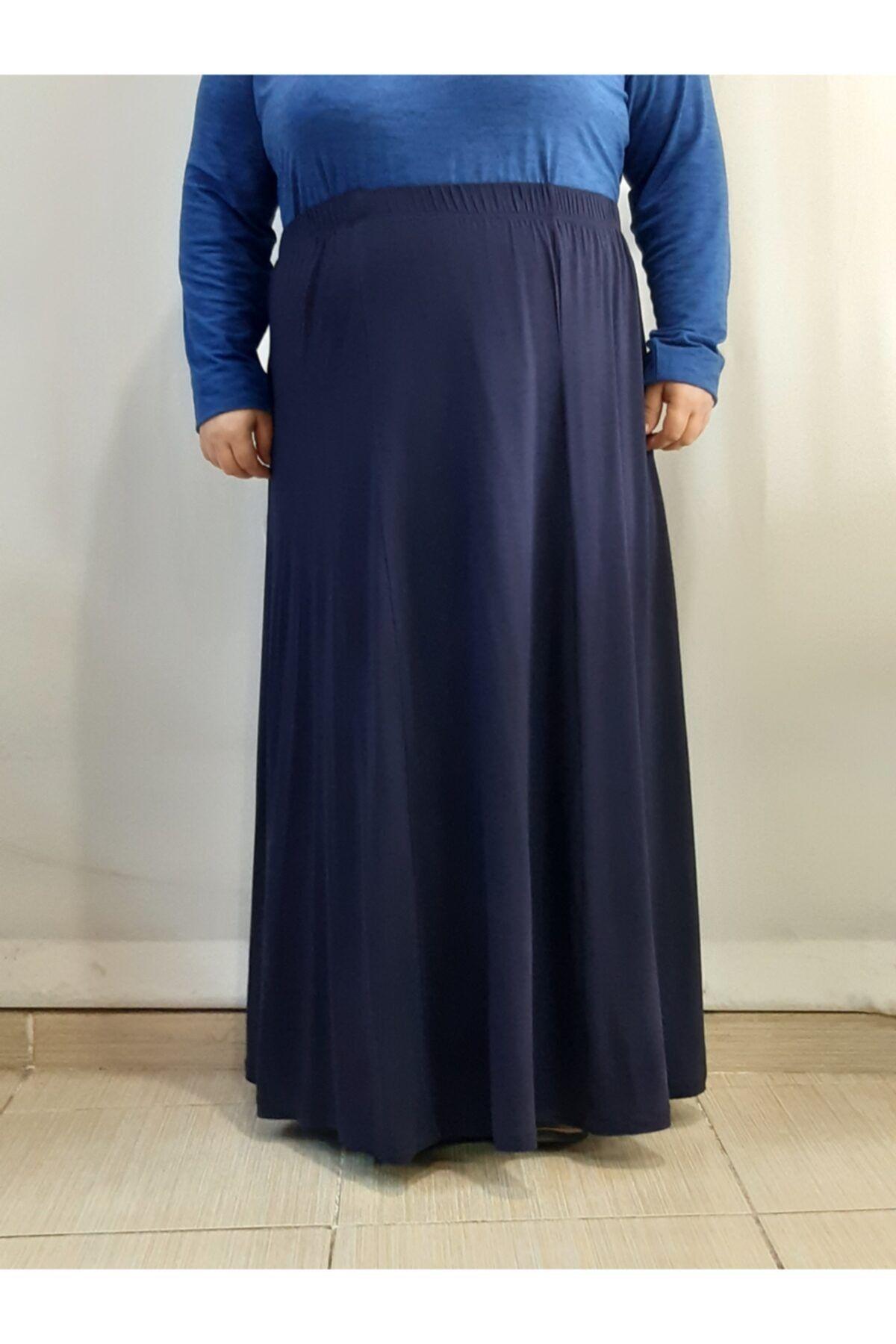 

Women s Style Big Size Skirt Six Piece Combed Cotton Viscose Navy Blue Skirt With Elastic Waist 4XL/5XL