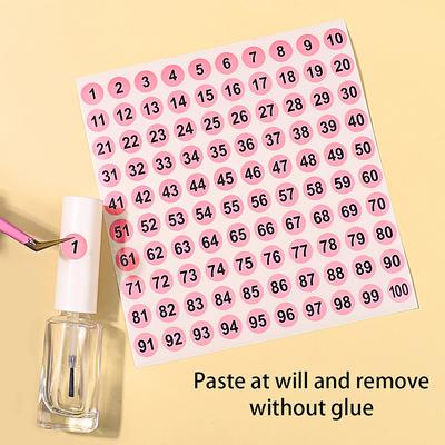 1 Blatt(1-100) Nummernaufkleber-Etikett für Nagellack-Farbtipps, Anzeigemarkierungsaufkleber, Zahlenanleitung, DIY-Maniküre-Werkzeuge