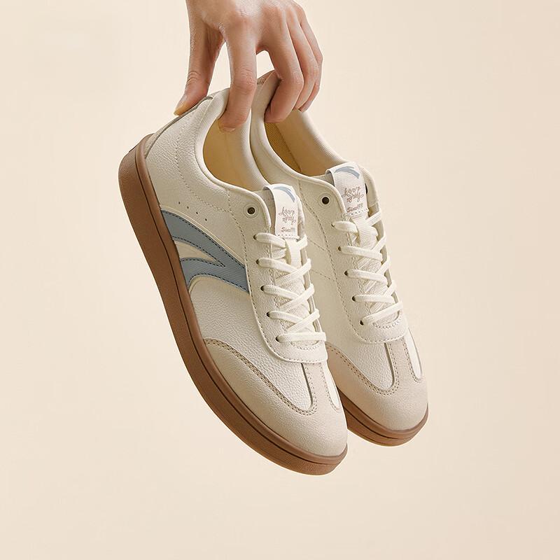 Anta Trendy Versatile Ttlite Durable Lightweight Low-Top Skate Shoes Women sneaker Ivory-White Sand-Gray Dusty-Blue 922538033-3