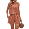Conjuntos de Pantalones Cortos Casuales Holgados de Color Sólido para Mujer Elegantes de Verano Traje de Dos Piezas para Mujer Conjunto Completo Ropa de Atuendo Femenino
