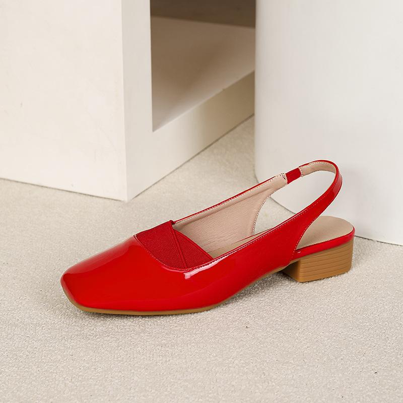 Slingback Heels for Women Square Closed Toe Chunky Heel Pumps Office Wedding Party Dress Shoes Women's Casual Slip On Low Block Heeled Summer Sandals