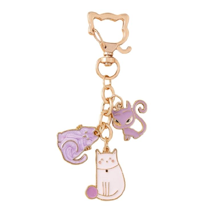 Creative Cats Bag Accessory Animal Print Keychain Metal Keychain Bags Pendant Backpack Decors For Women and Girls