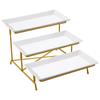 3 Tiers Rectangular Serving Tray Set with Rack Serving Dishes and Platters Display Serving Dishes for Fruit Food for Party