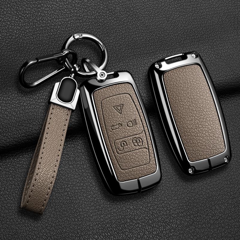 Car Key Case Cover For Land Rover Sport Freelander Discovery 4 Range Rover Sport LR4 2010-2012 Zinc Alloy Leather Auto Keychain