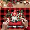 4/6pcs Christmas Plaid Gnome Truck Red Black Plaid Santa Claus Placemats Everyday Holiday Decor for Home Kitchen Restaurant